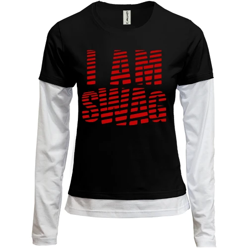 Женский лонгслив Комби с надписью "I AM SWAG"