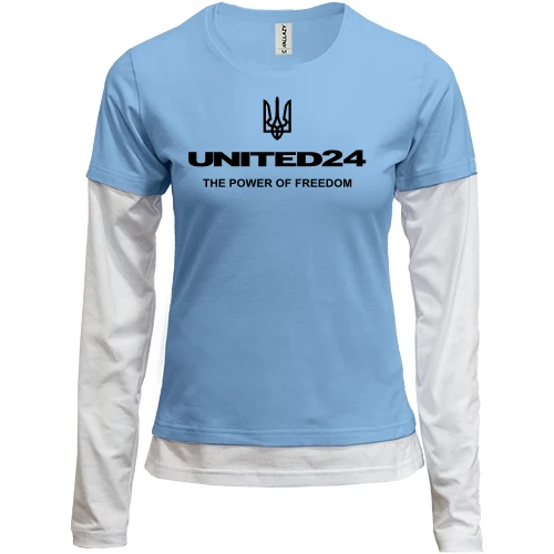 Женский лонгслив Комби с гербом "united24 the power of freedom"