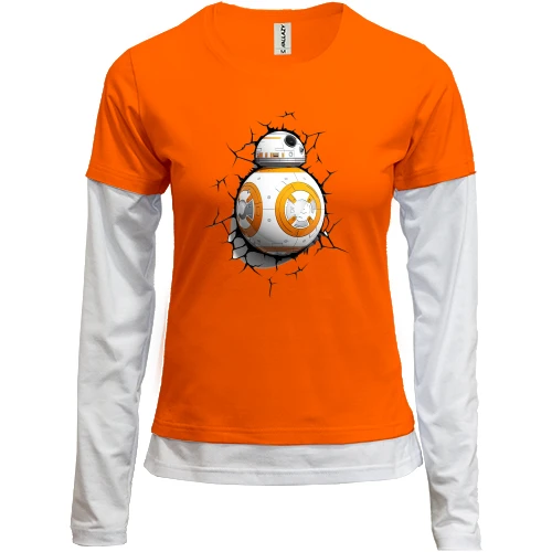 Женский лонгслив Комби "BB-8 в стене"