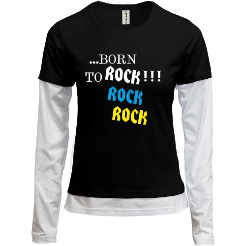Женский лонгслив Комби ...born to ROCK