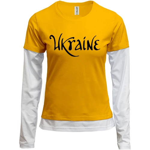 Женский лонгслив Комби с каллиграфической надписью Ukraine