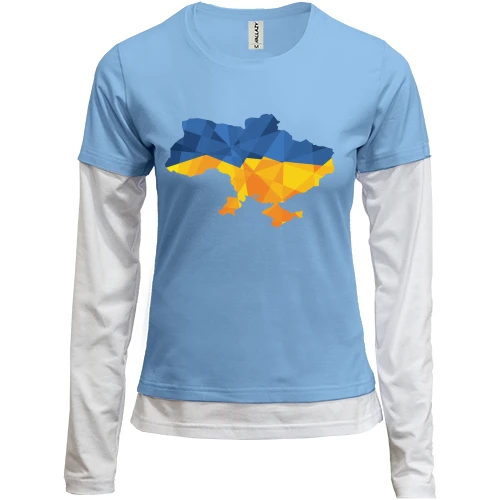 Женский лонгслив Комби с полигональной картой Украины