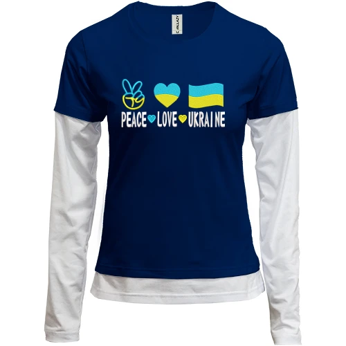 Женский лонгслив Комби Peace and love Ukraine