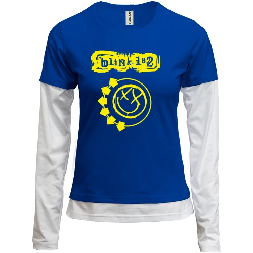 Женский лонгслив Комби, синий, Blink 182 black