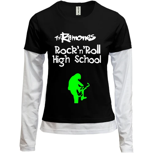 Женский лонгслив Комби, черный, High School Rock'n'Roll