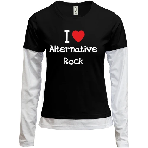 Женский лонгслив Комби, черный, I love alternative ROCK