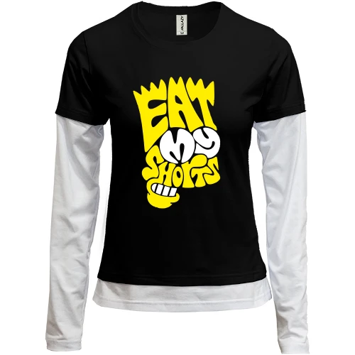 Женский лонгслив Комби, черный, Eat my shirts в виде Симпсона