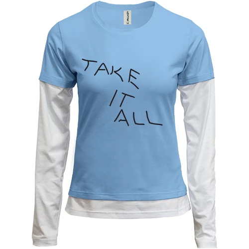 Женский лонгслив Комби, синий, take it all 2