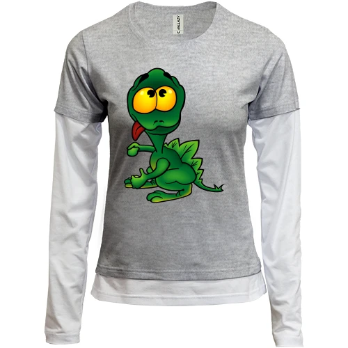 Женский лонгслив Комби, серый меланж, Green Dragon