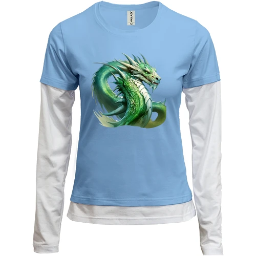 Женский лонгслив Комби, синий, Green Dragon Art
