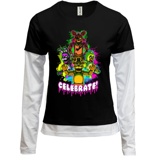 Женский лонгслив Комби, Черный, Five Nights at Freddy’s Celebrate