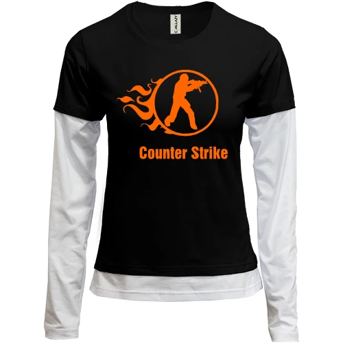 Женский лонгслив Комби Counter Strike со стилизованным огнем