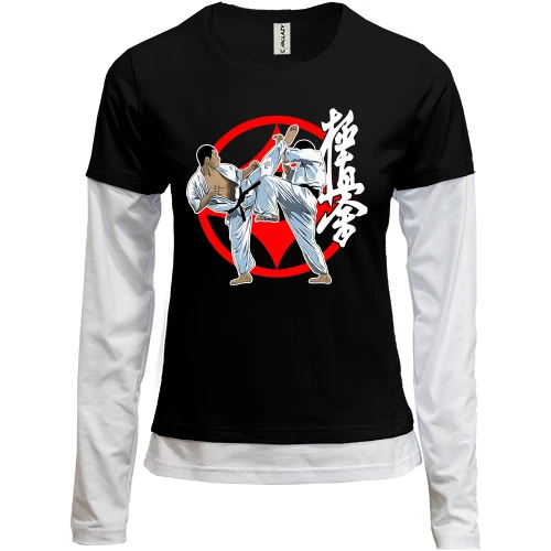 Женский лонгслив Комби, черный, Karate Кёкусинкай