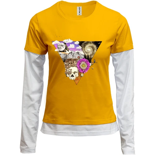 Женский лонгслив Комби Triangle Skull
