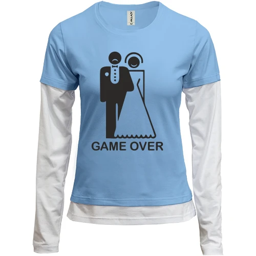 Женский лонгслив Комби Game over с силуэтами жениха и невесты