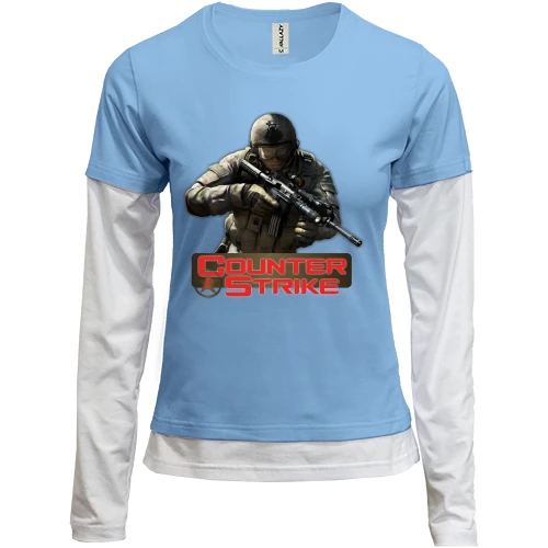 Женский лонгслив Комби с бойцом и красным логотипом Counter Strike