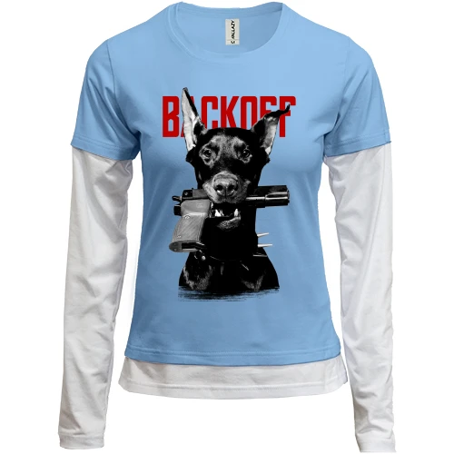 Женский лонгслив Комби Backoff - пес с пистолетом