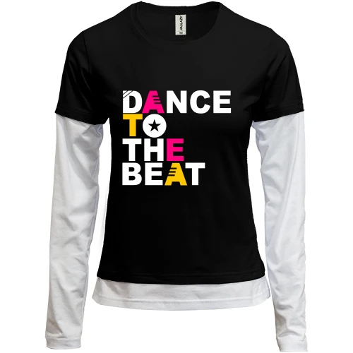 Женский лонгслив Комби, черный, Dance to the beat
