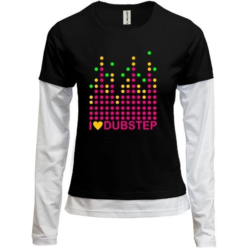 Женский лонгслив Комби, черный, Dubstep love (рисунок)