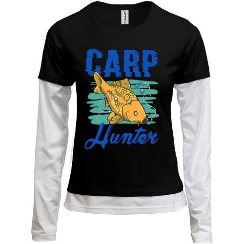 Женский лонгслив Комби с золотистым карпом «Carp Hunter»