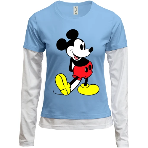 Женский лонгслив Комби, Синий, Mickey Mouse так-так