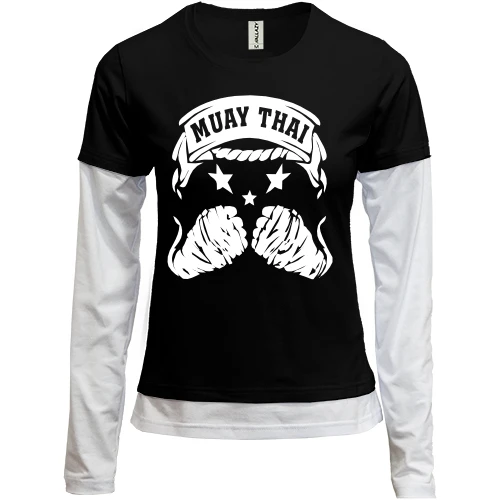 Женский лонгслив Комби, черный, Muay Thai (Hands)
