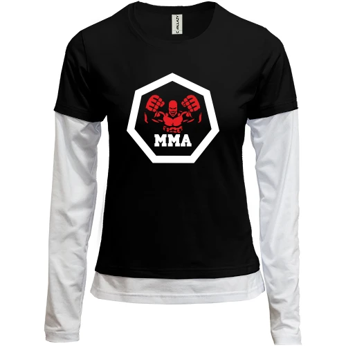 Женский лонгслив Комби, черный, MMA (Знак)
