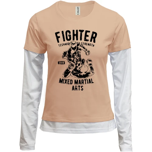 Женский лонгслив Комби, бежевый, Fighter Mixed Martial