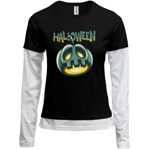 Женский лонгслив Комби Halloween Серая Тыква