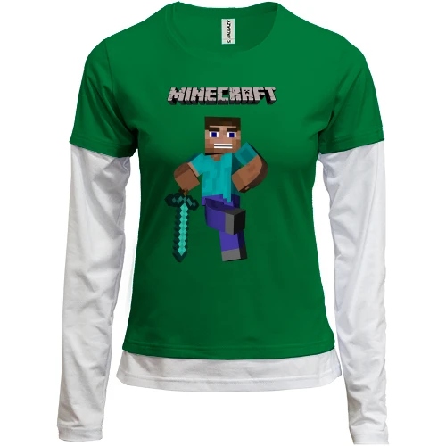 Женский лонгслив Комби Minecraft Стив