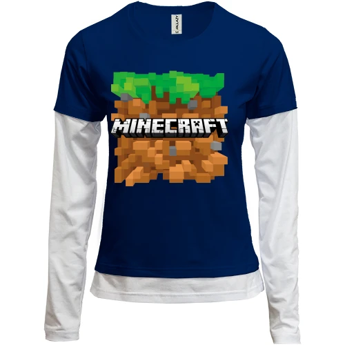 Женский лонгслив Комби с блоком земли и логотипом Minecraft
