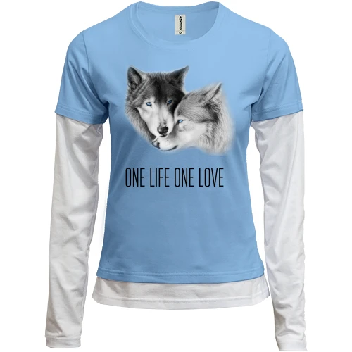 Женский лонгслив Комби с волками One Life One Love