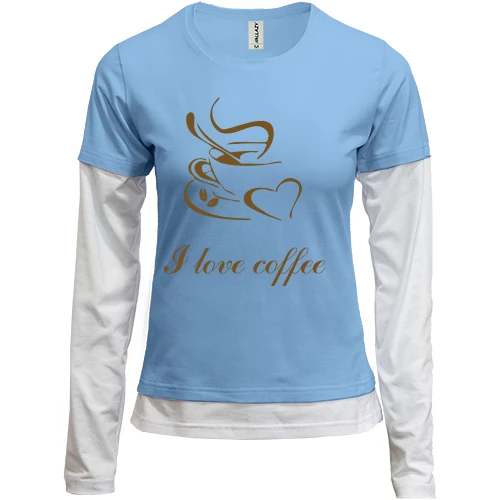 Женский лонгслив Комби I love coffee