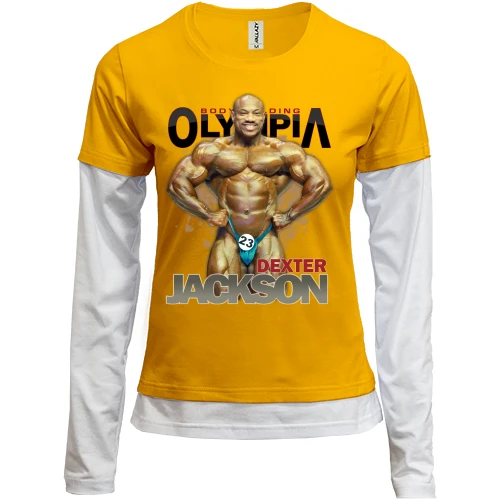 Женский лонгслив Комби, Желтый, Bodybuilding Olympia - Dexter Jackson