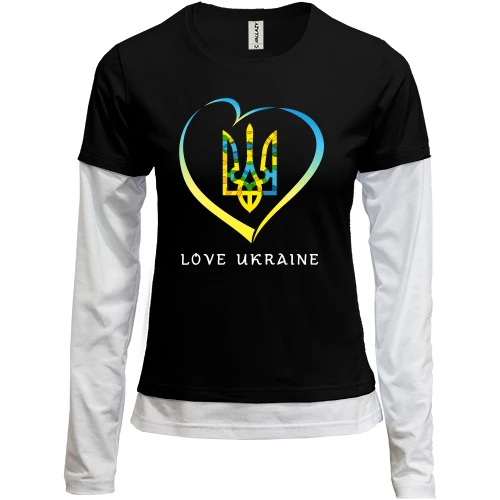 Женский лонгслив Комби, Черный, Love Ukraine