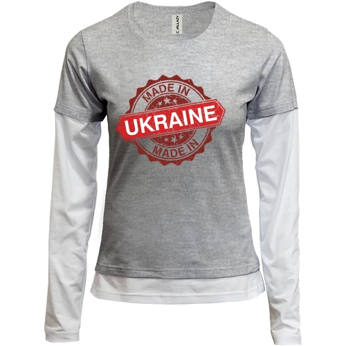 Женский лонгслив Комби с красным штампом «Made in Ukraine»