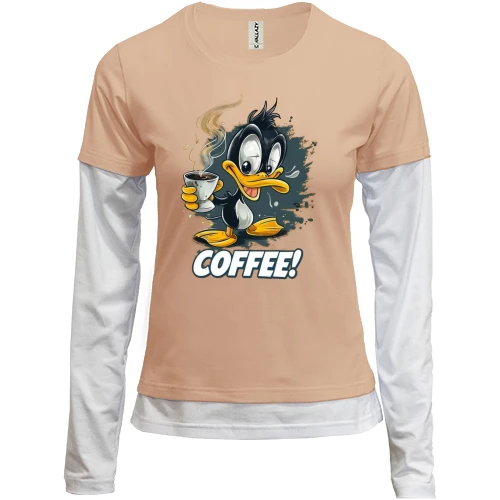 Женский лонгслив Комби Coffee с утенком