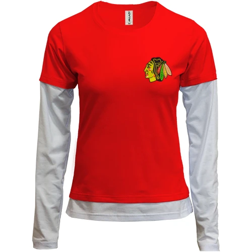 Женский лонгслив Комби с вышитым логотипом Chicago Blackhawks