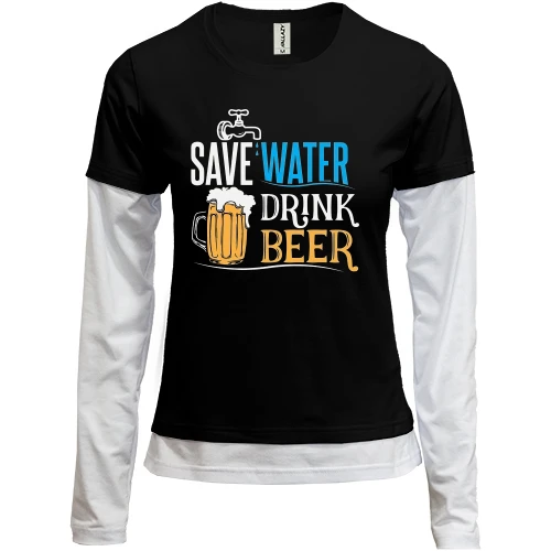 Женский лонгслив Комби Save Water - Drink Beer