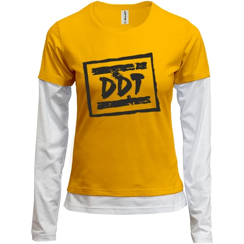 Женский лонгслив Комби, Желтый, DDT