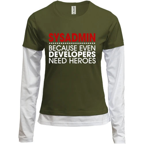 Жіночий лонгслів Комбі sysadmin because developers need heroes