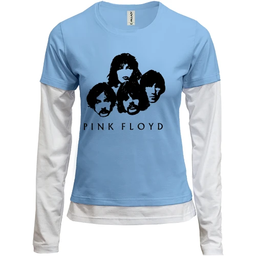 Женский лонгслив Комби, синий, Pink Floyd (лица)