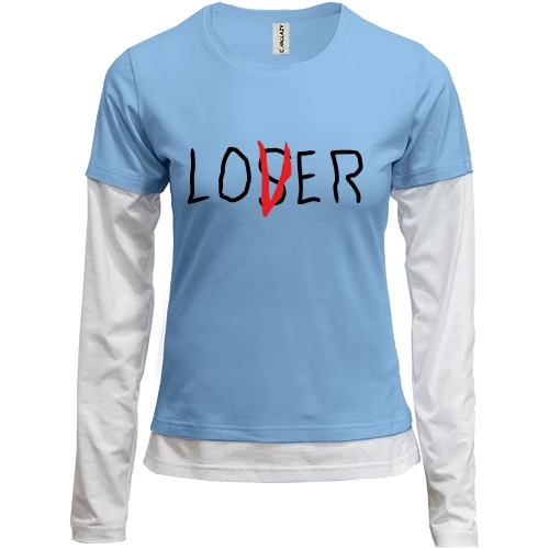 Жіночий лонгслів Комбі, синій, Loser - Lover "Воно"