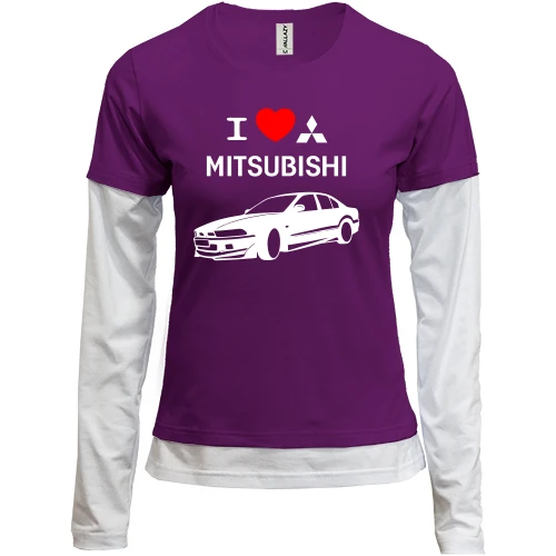 Женский лонгслив Комби I love mitsubishi