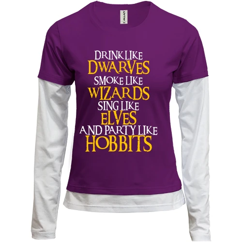 Жіночий лонгслів Комбі, чорний, Party like Hobbits