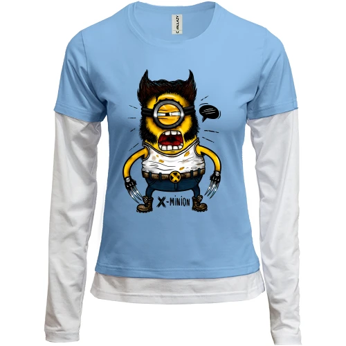Женский лонгслив Комби c миньоном-росомахой (x-minion)