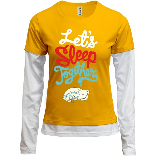 Женский лонгслив Комби с надписью Let`s sleep together