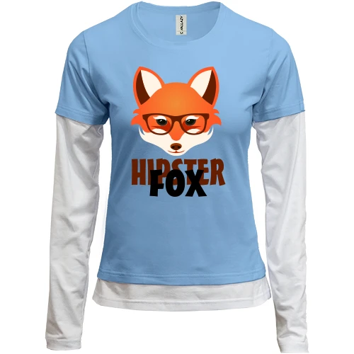 Женский лонгслив Комби с лисицей Hipster Fox
