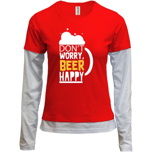 Женский лонгслив Комби Don`t Worry, Beer Happy