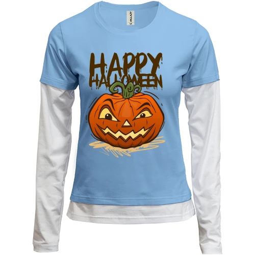 Женский лонгслив Комби с надписью Happy Halloween